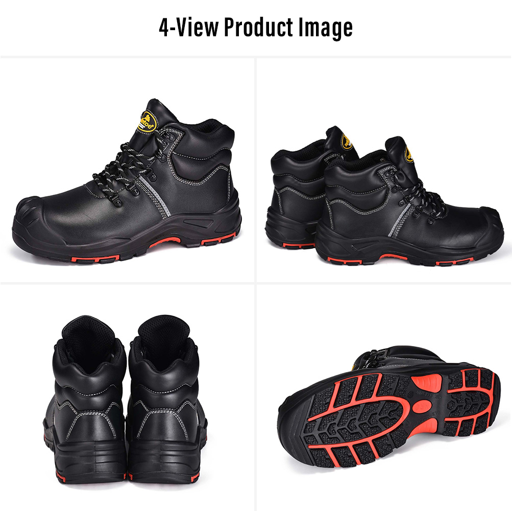 M-8575 S3 Manufacturing Safety Boots 4 views Quattro viste degli stivali di sicurezza per rigger Safetoe M-8575 S3 per lavori di produzione