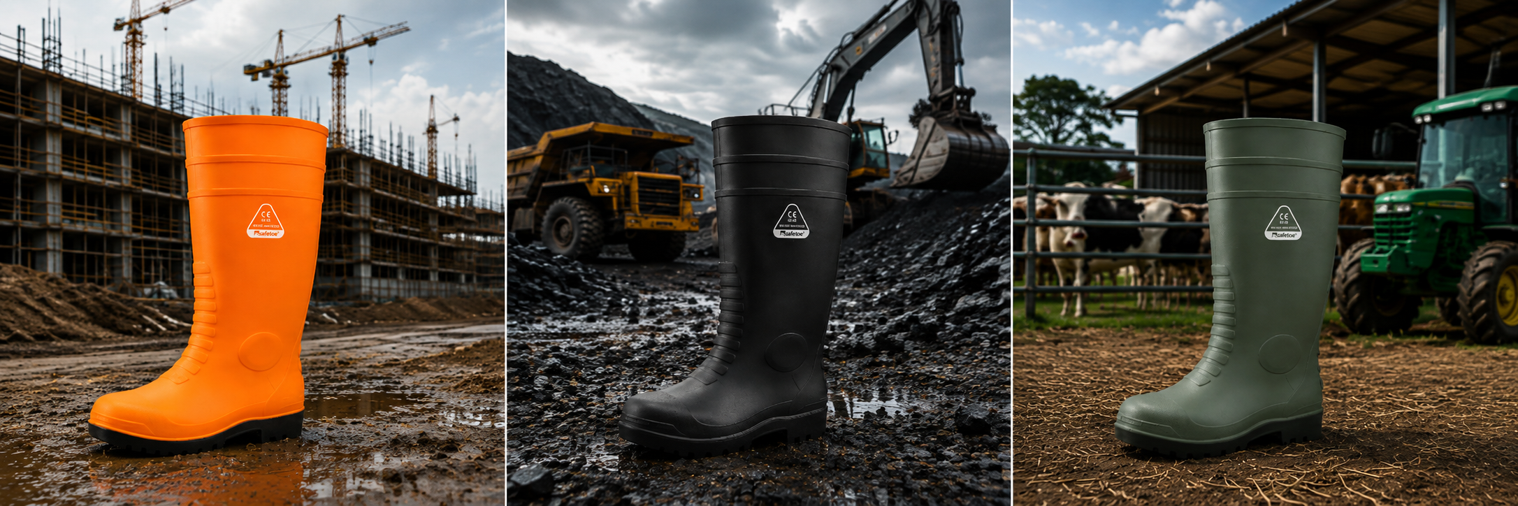Safety Wellington Boots by Industry Stivali Wellington di sicurezza per lavori edili, minerari e agricoli