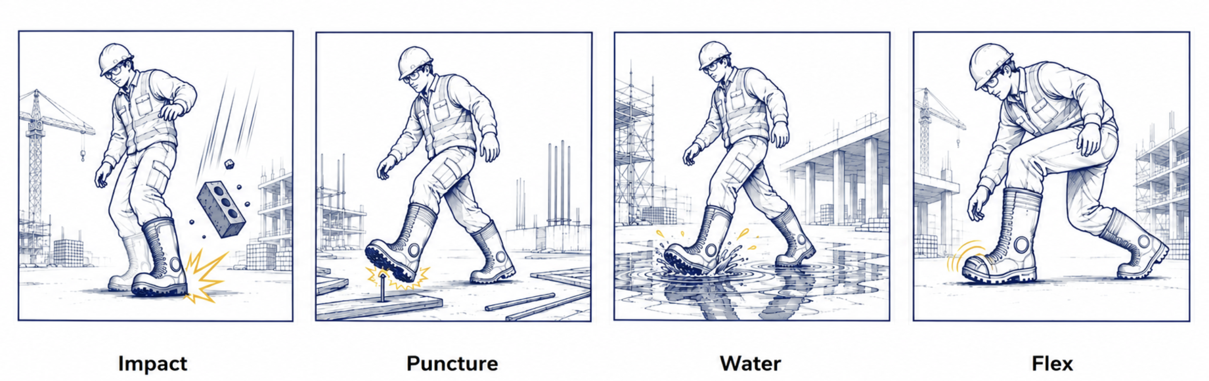 Key Safety Wellington Boot Protection Features Stivale Wellington di sicurezza, protezione antiperforazione, impermeabile e flessibile