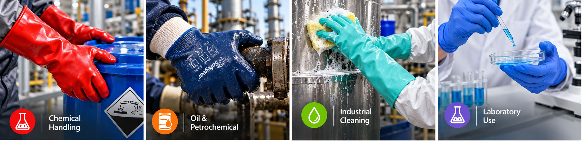 Safeyear Chemical & Oil Resistant Gloves Guanti resistenti agli agenti chimici e all'olio per la manipolazione di prodotti chimici, lavori petrolchimici, pulizia industriale e uso di laboratorio