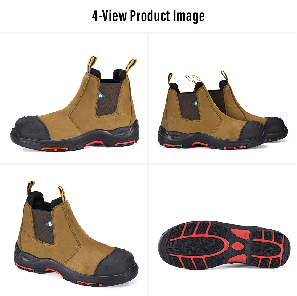 M-8025NB CSA EH Chelsea Safety Boots Multi-View M-8025NB Stivali da lavoro CSA EH in pelle senza metalli con punta composita Multivista