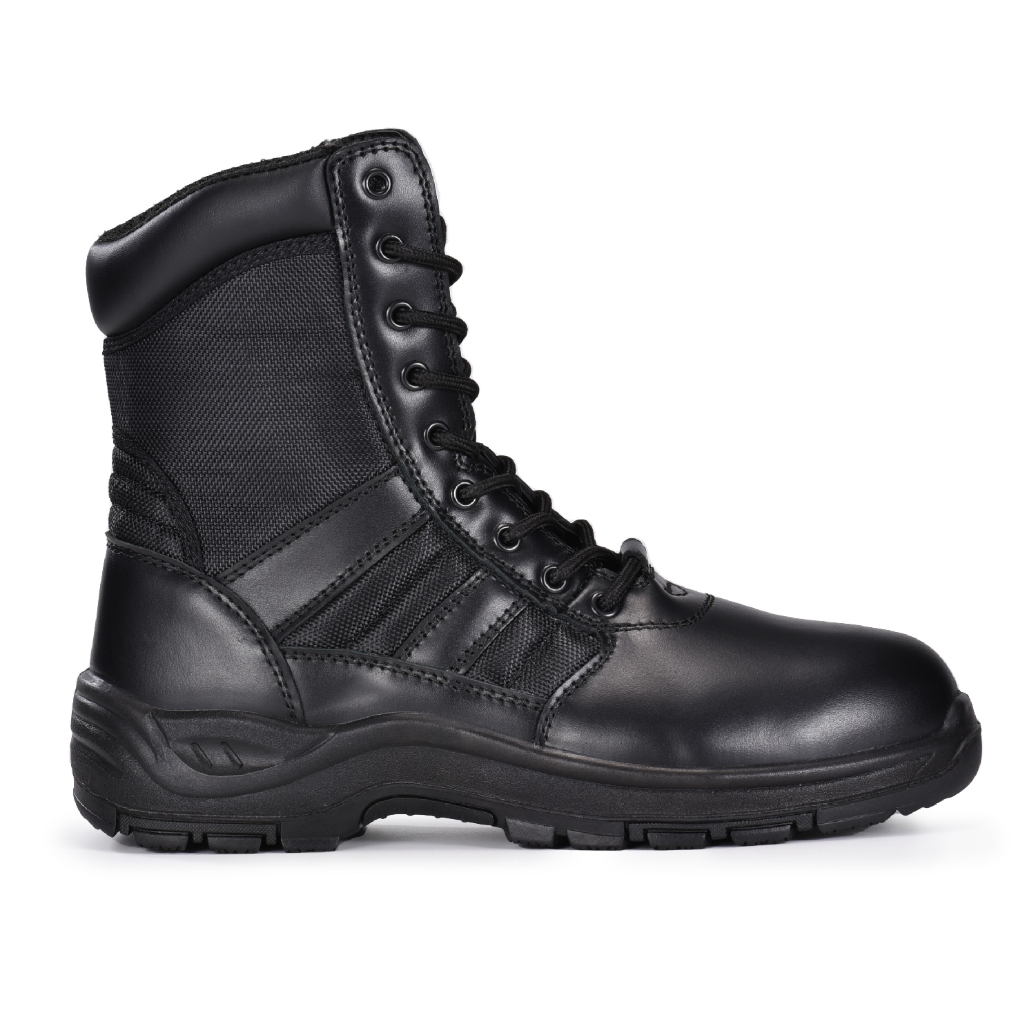 Stivali da combattimento in pelle nera da pattuglia militare/esercito per esterni o sicurezza H-9551