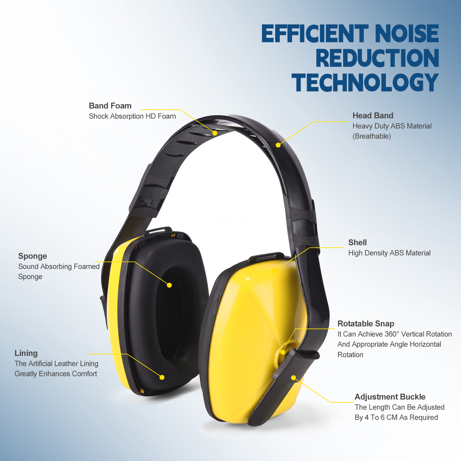 Muff per orecchie di protezione dell'udito di cancellazione del rumore EM-5003 GIALLO