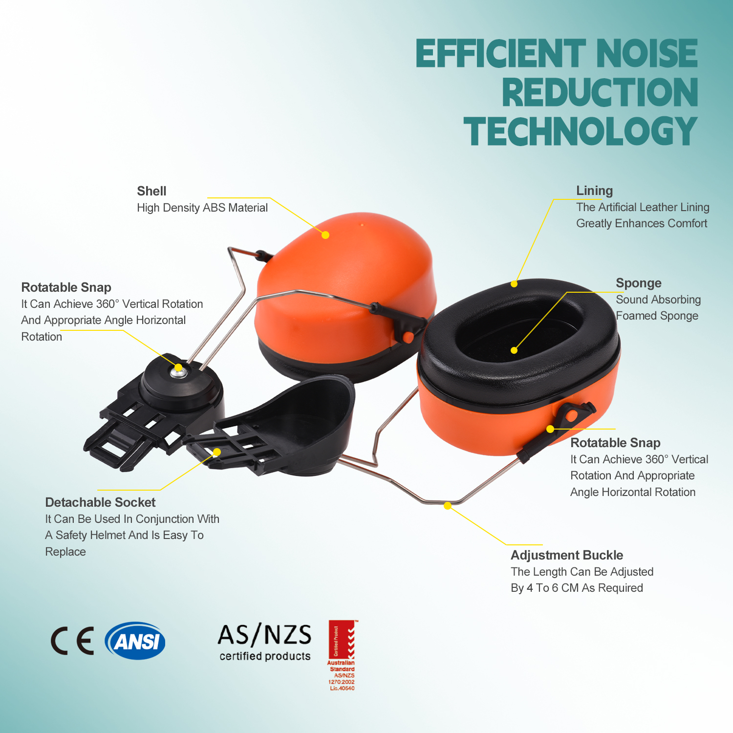 Muff auricolari di alta qualità E-2008D arancione