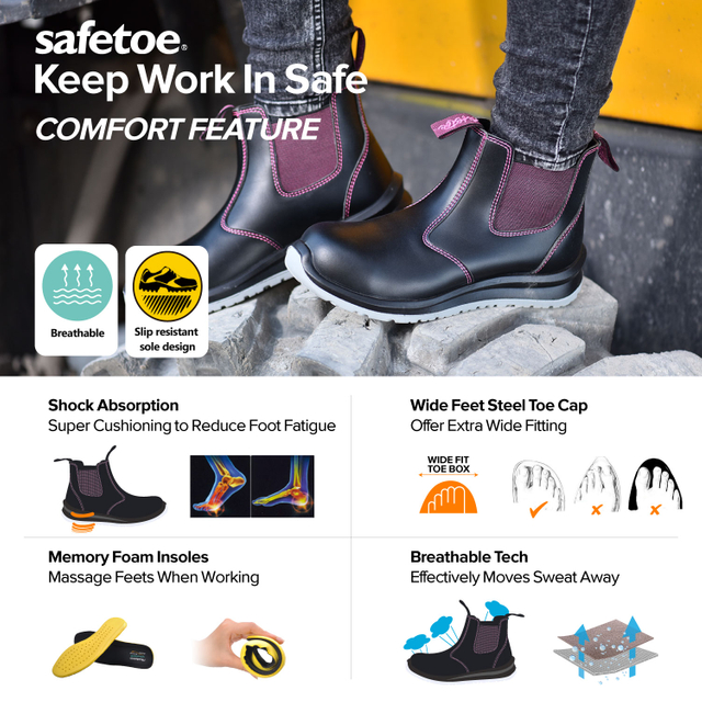 Safetoe Stivali antinfortunistici Chelsea Slip-On da donna | M-8025FM Lunawalk