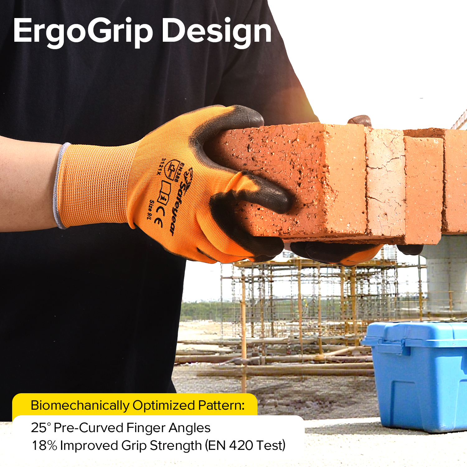 Guanti da lavoro pesante ricoperto di PU PN8003 Orange