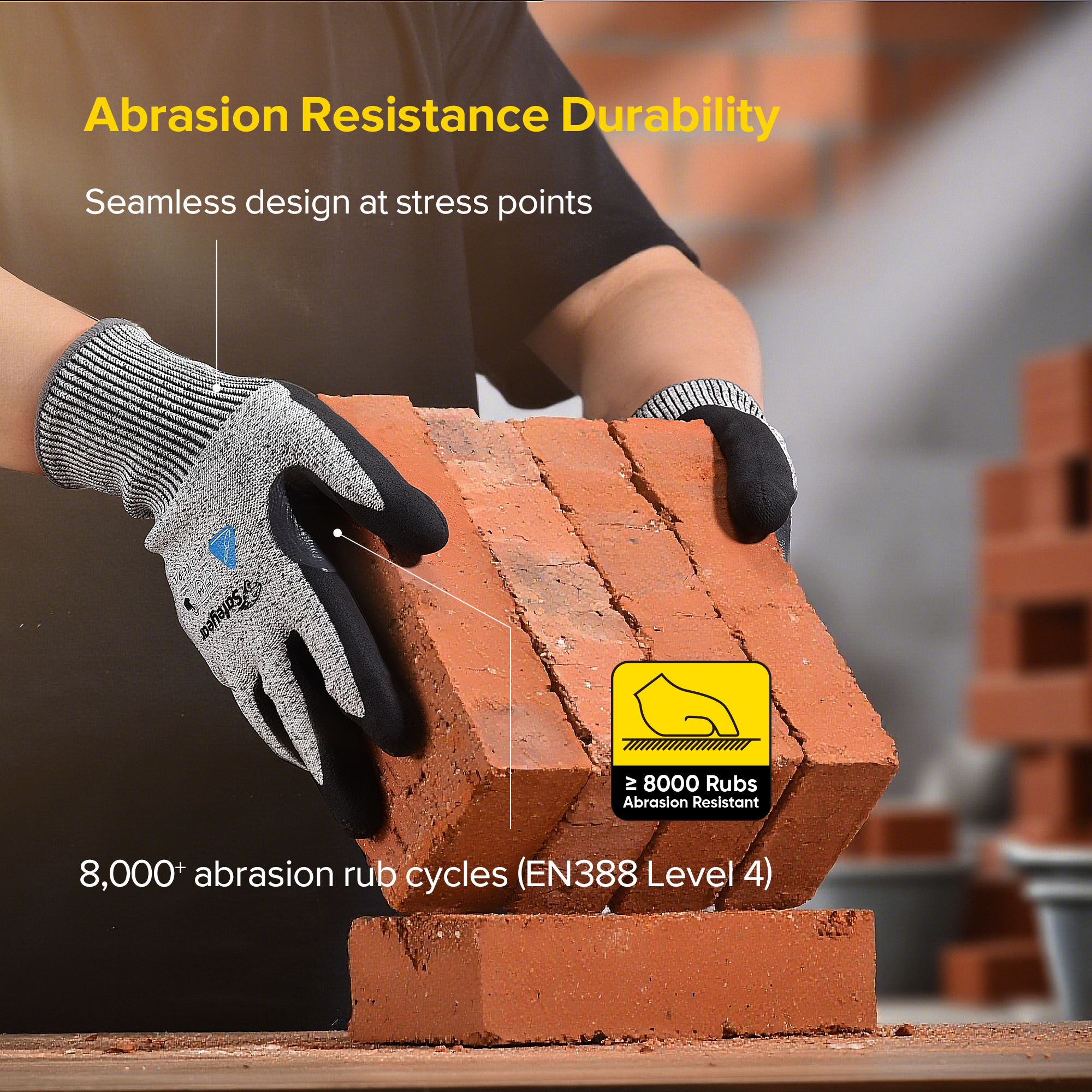 Guanti di costruzione guanti tagliati resistenti al lavoro di sicurezza pd8045 nero