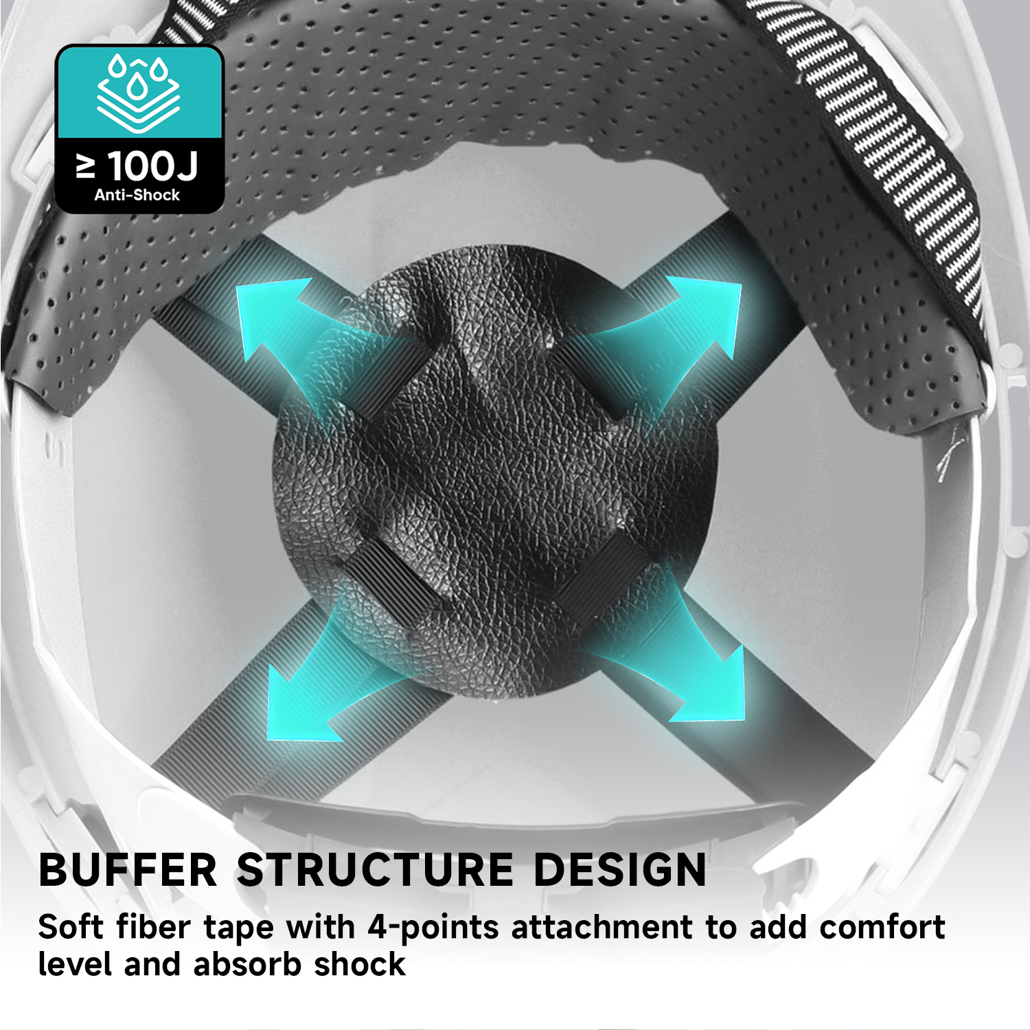 Casco di sicurezza per usi sotterranei con lampada frontale e strisce riflettenti