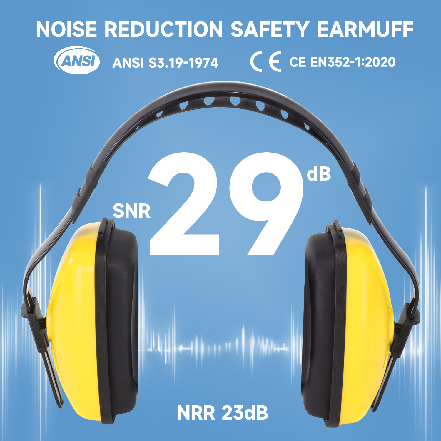 Muff per orecchie di protezione dell'udito di cancellazione del rumore EM-5003 GIALLO