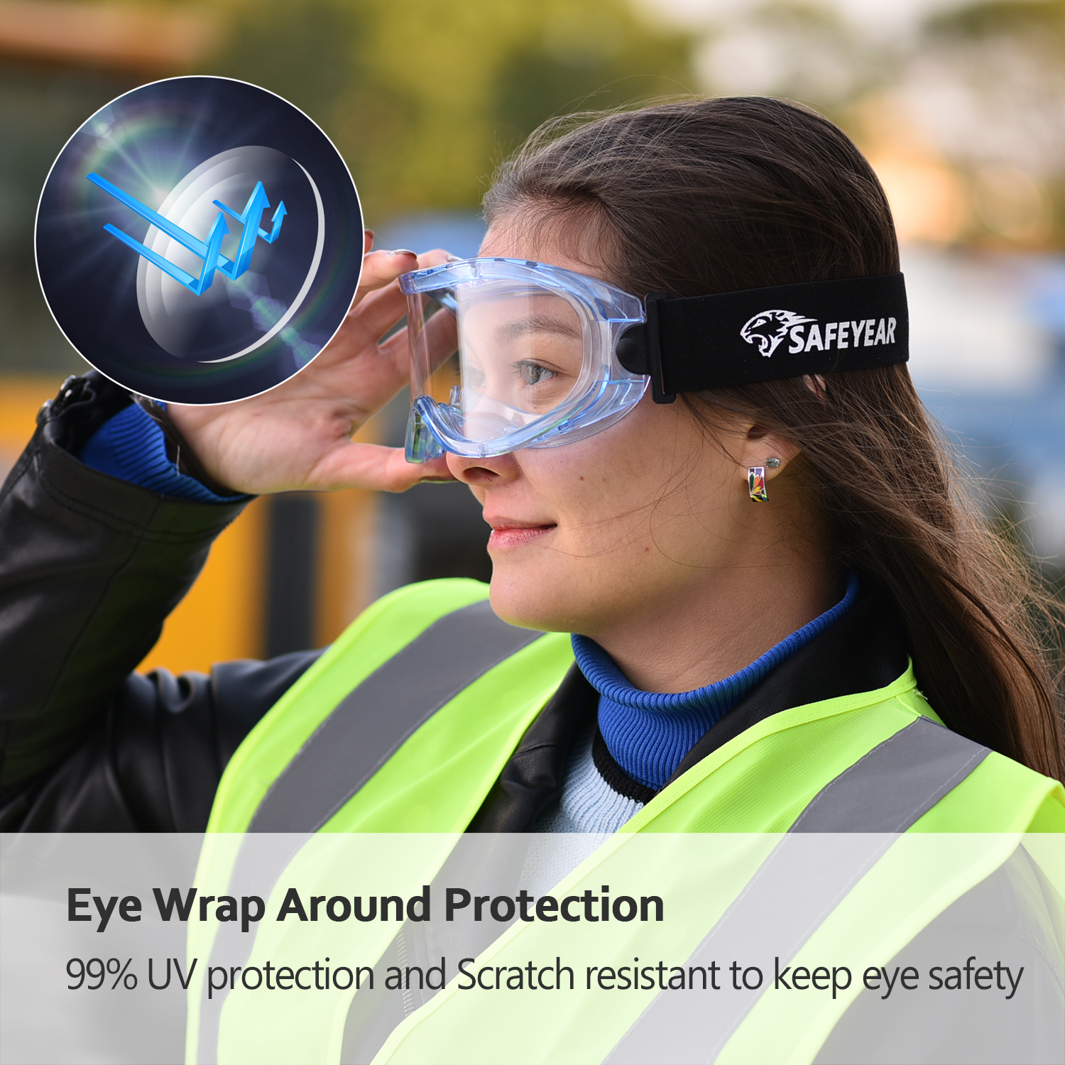 Occhiali di protezione trasparenti e durevoli SG007 Blu