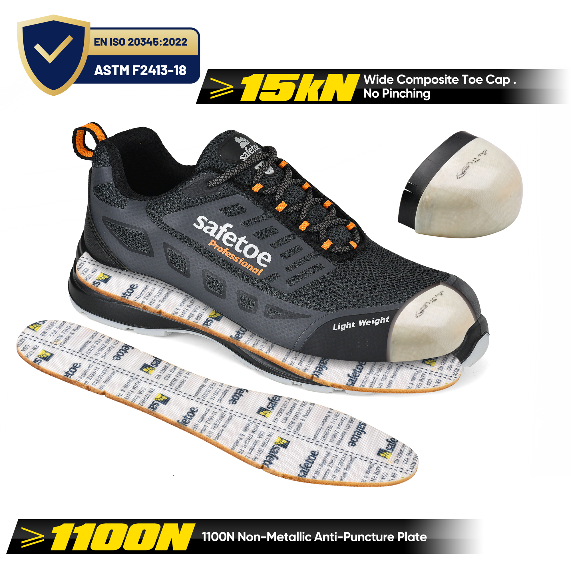 Scarpe per scarpe da lavoro traspirante Wide Safety Builders Warehouse L-7571