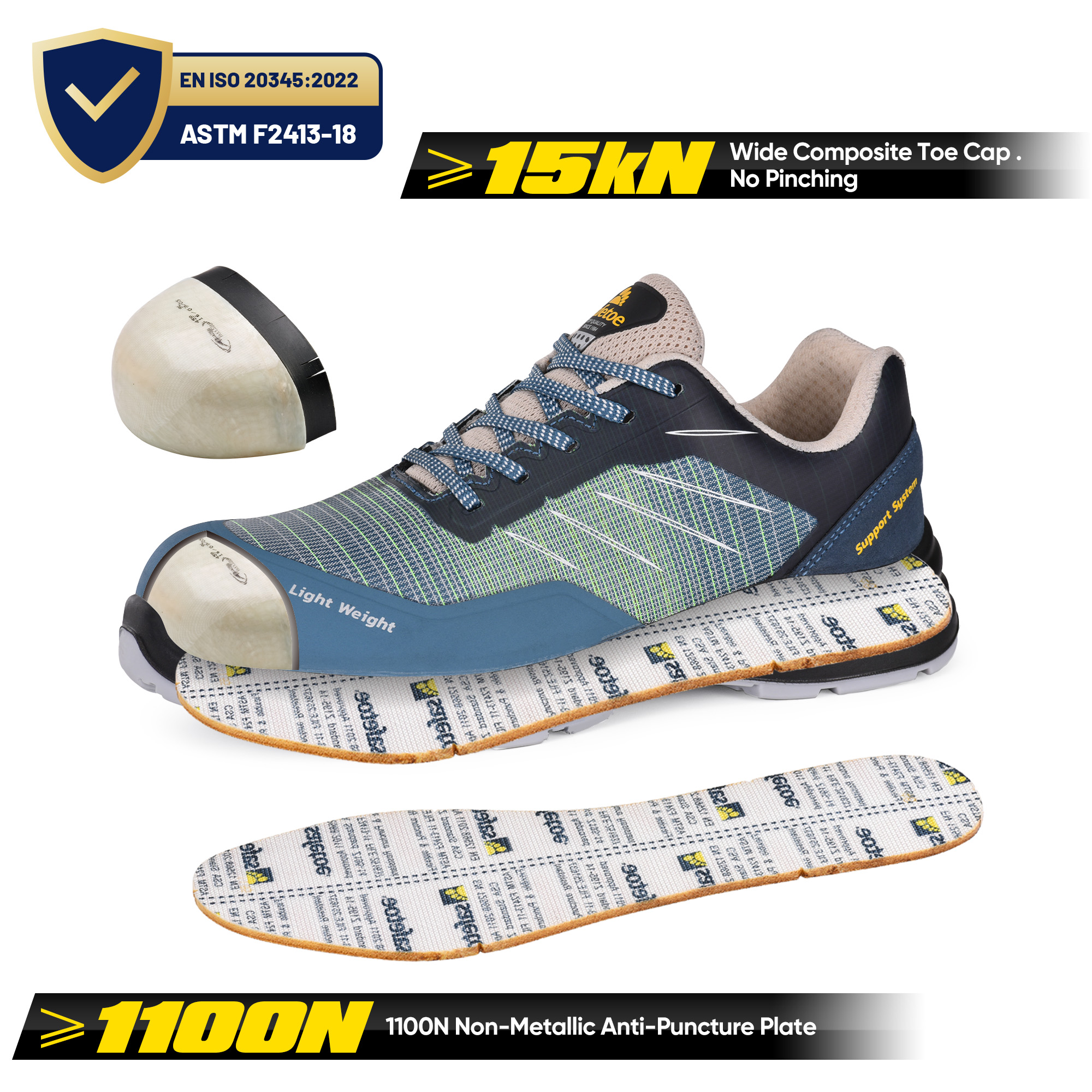 Sneakers di sicurezza le scarpe da uomo lavorano leggero traspirante L-7572