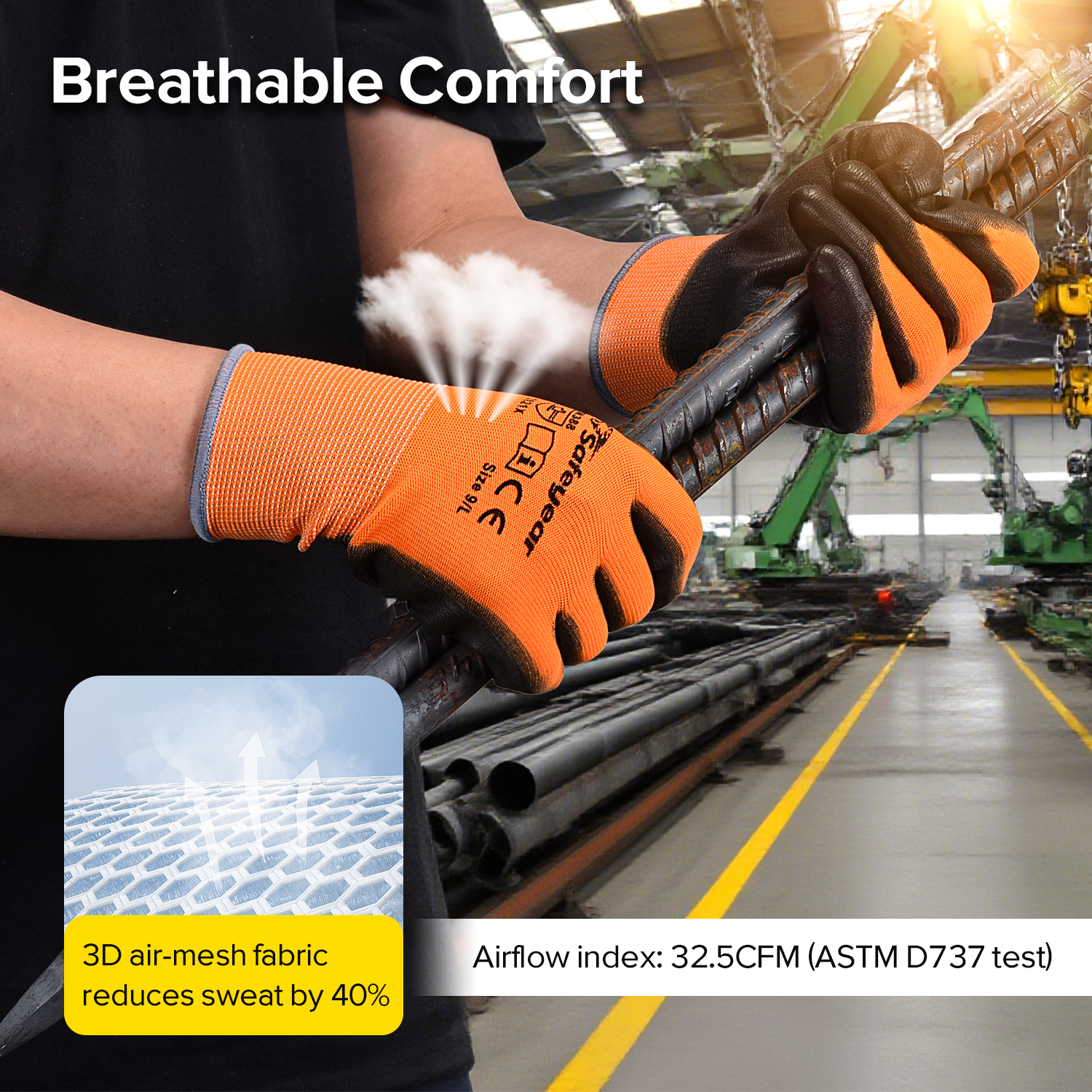 Guanti da lavoro pesante ricoperto di PU PN8003 Orange