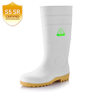 Stivali antinfortunistici in PVC bianco - Stivali da lavoro impermeabili con punta in acciaio S5 W-6037
