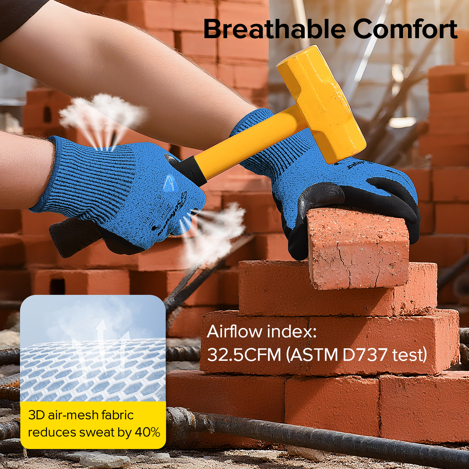 Guanti da lavoro edili Guanti da lavoro di sicurezza resistenti al taglio PD8045 Blu