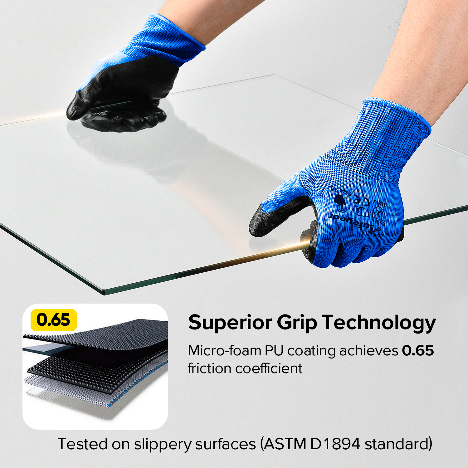 EN 388 3121X Guanti di sicurezza per assemblaggio e movimentazione in magazzino N1552 Guarder Max Blu
