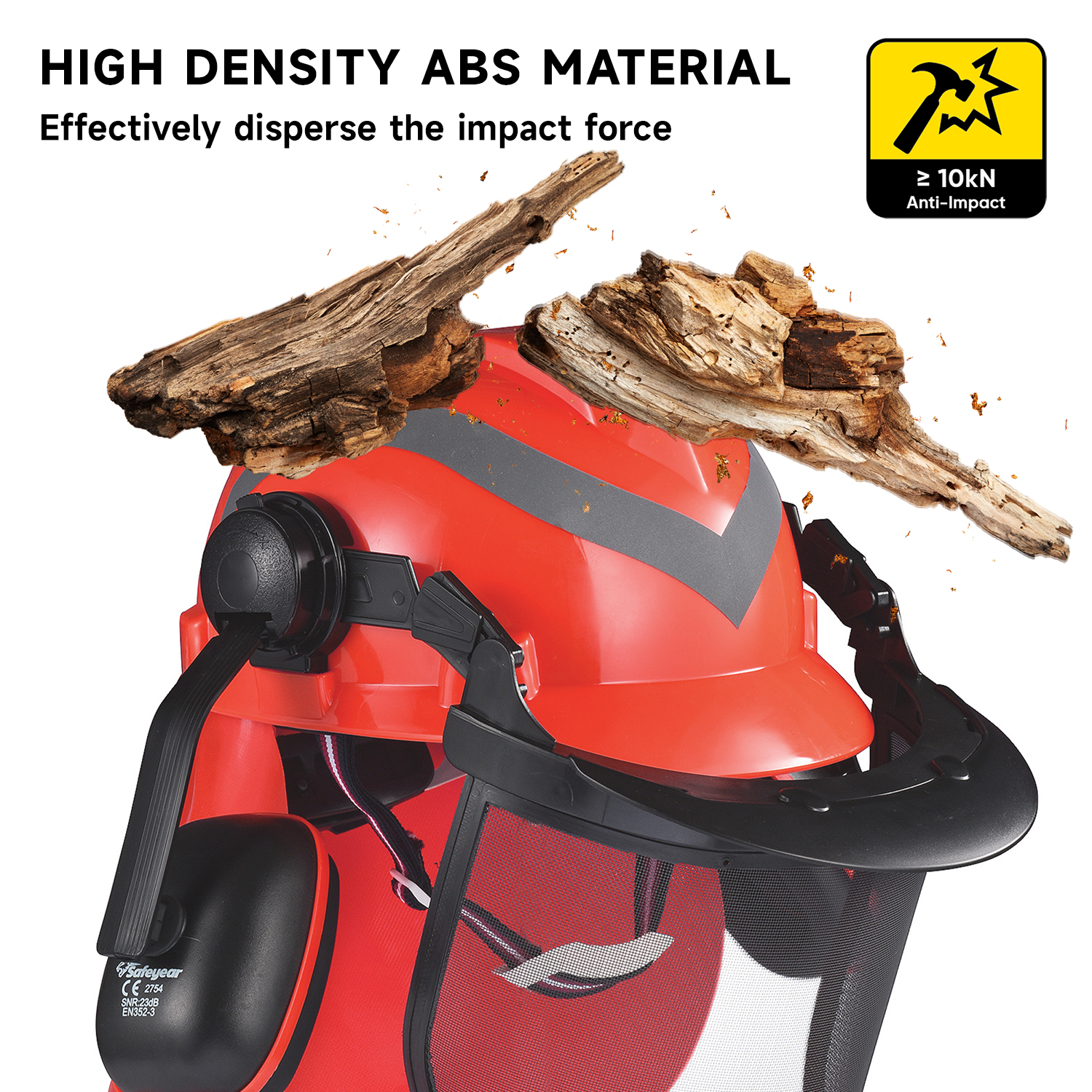 Caschi di sicurezza e scudo del viso e orecchietto M-5009 rosso