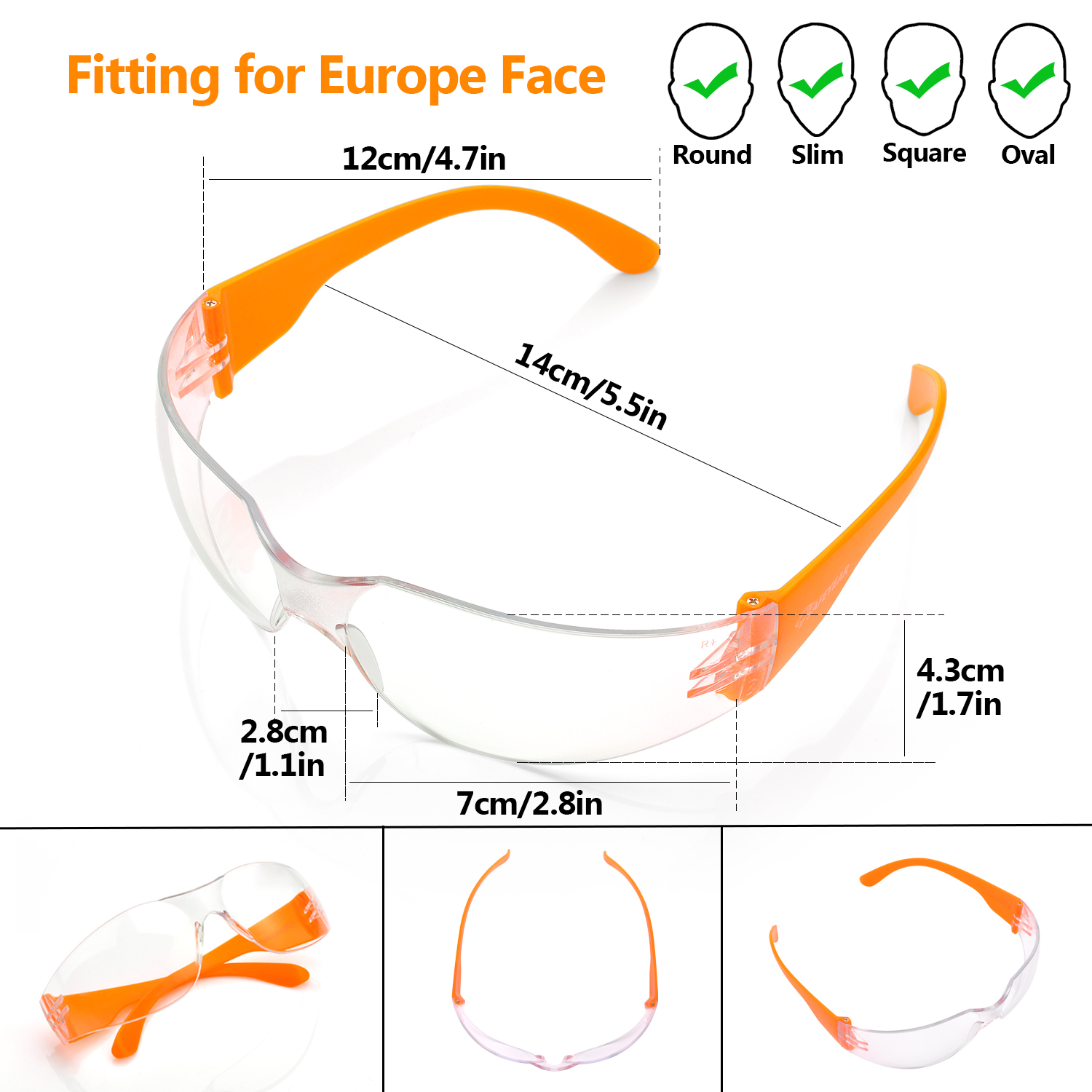 Occhiali protettivi per la protezione degli occhi SG001 Arancio
