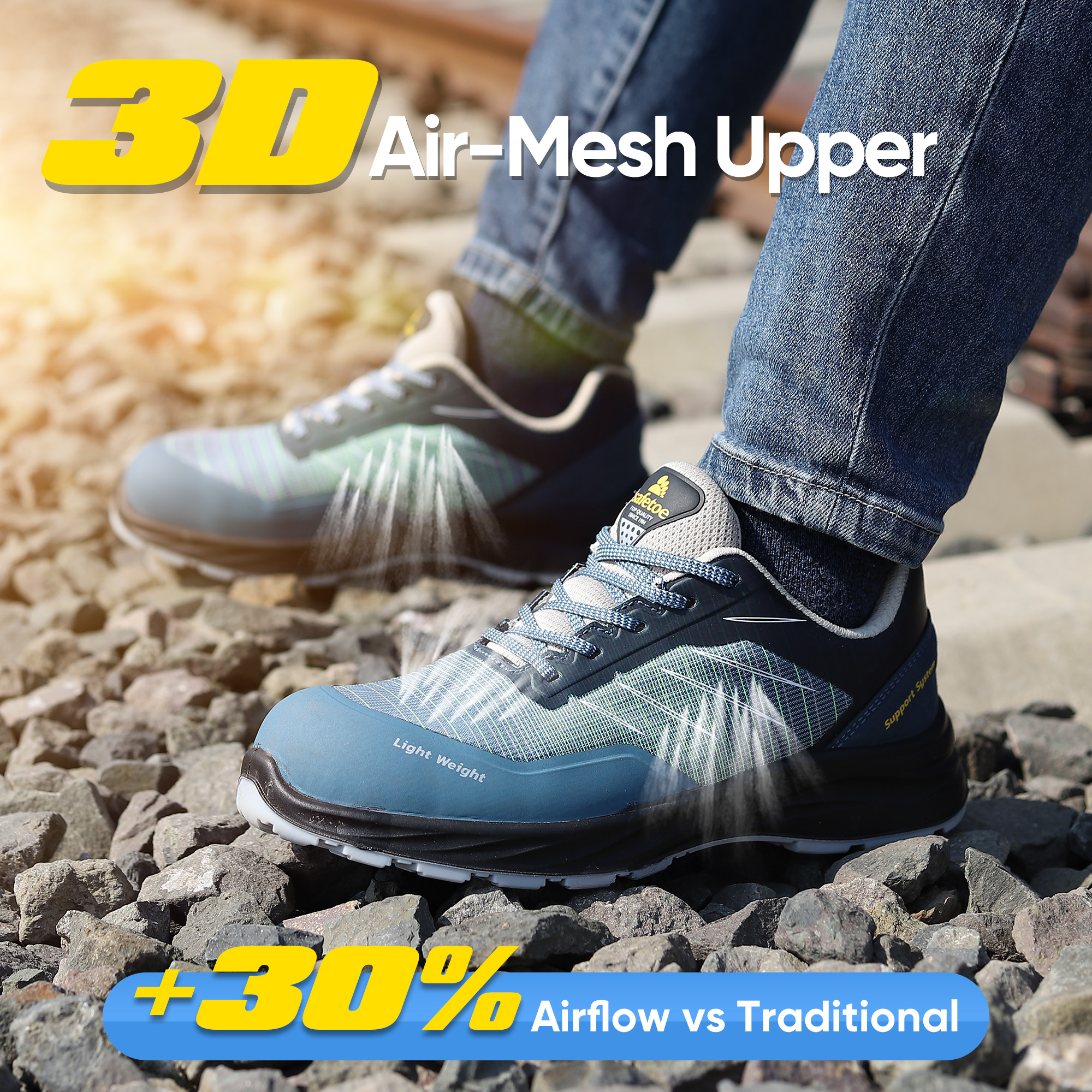 Sneakers di sicurezza le scarpe da uomo lavorano leggero traspirante L-7572