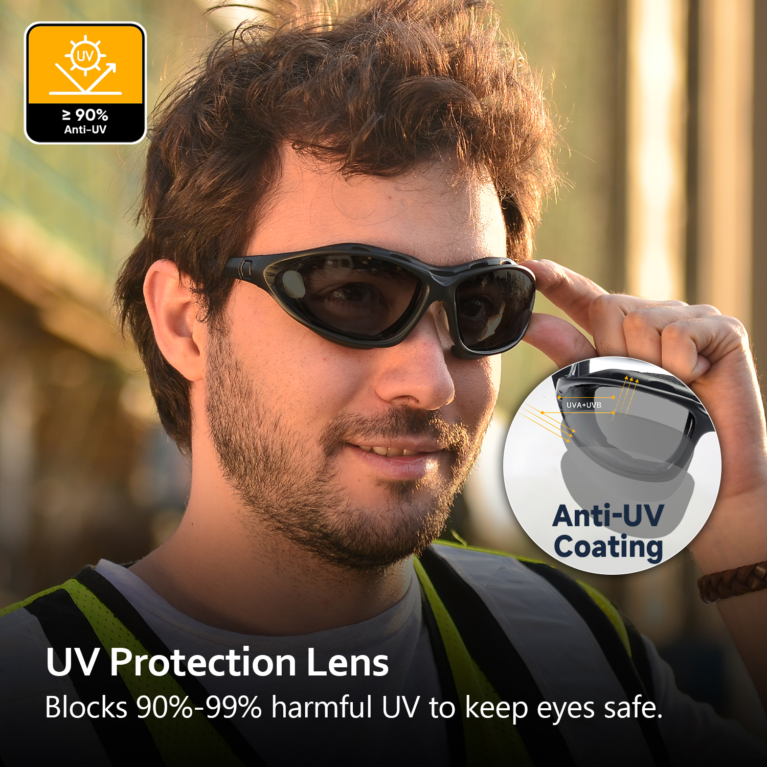 Occhiali da sole di sicurezza delle lenti nere SG002 NERO