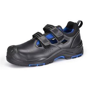 Sandali di sicurezza del design in velcro L-7585 blu / metallo