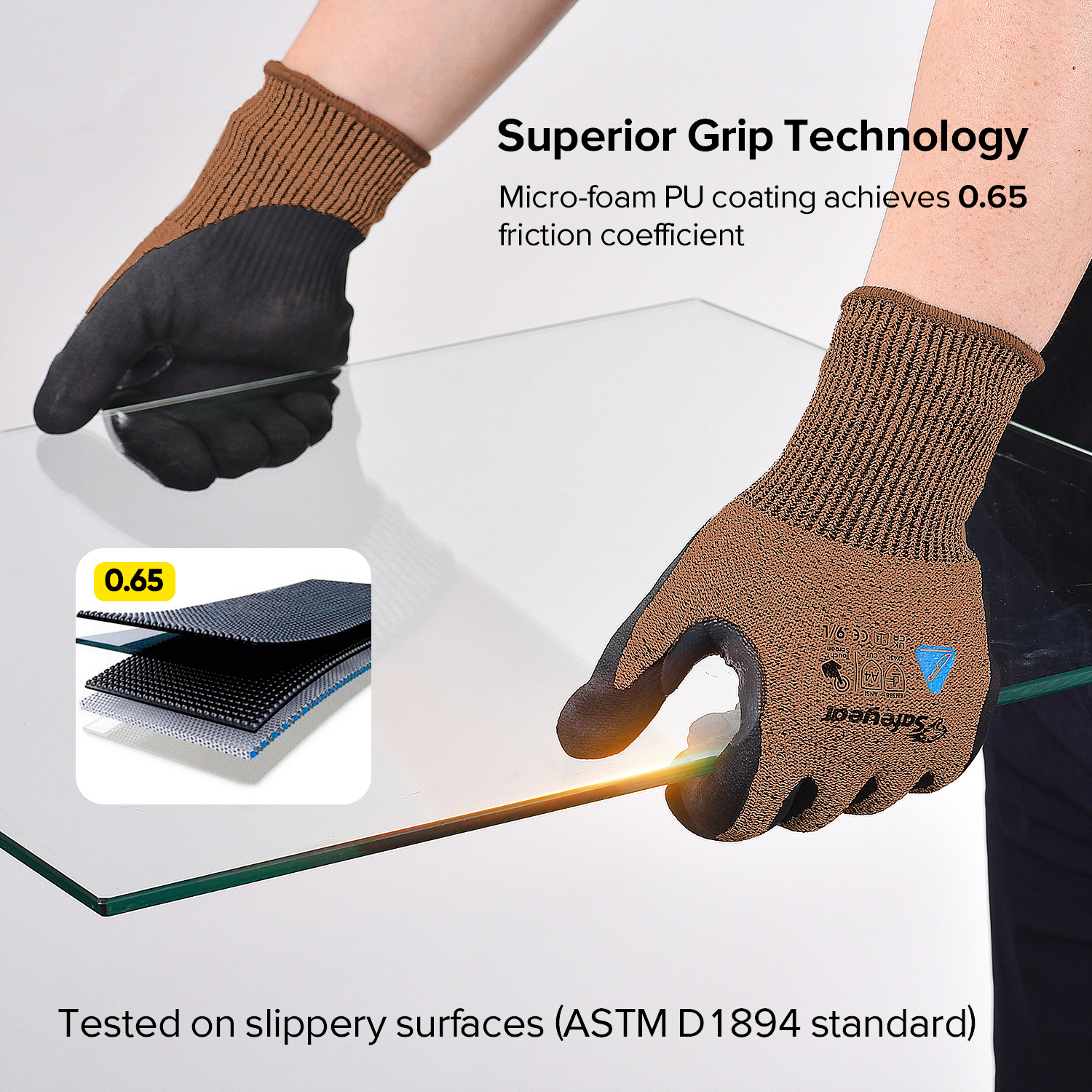 Guanti da lavoro edili Guanti da lavoro di sicurezza resistenti al taglio PD8045 Marrone