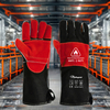  Guanti in pelle Guanti da saldatura resistenti al calore FL-1023 Nero e rosso