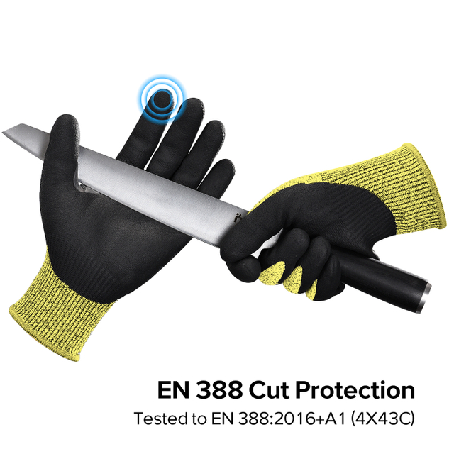 Guanti da lavoro di sicurezza resistenti al taglio PD8045 Giallo