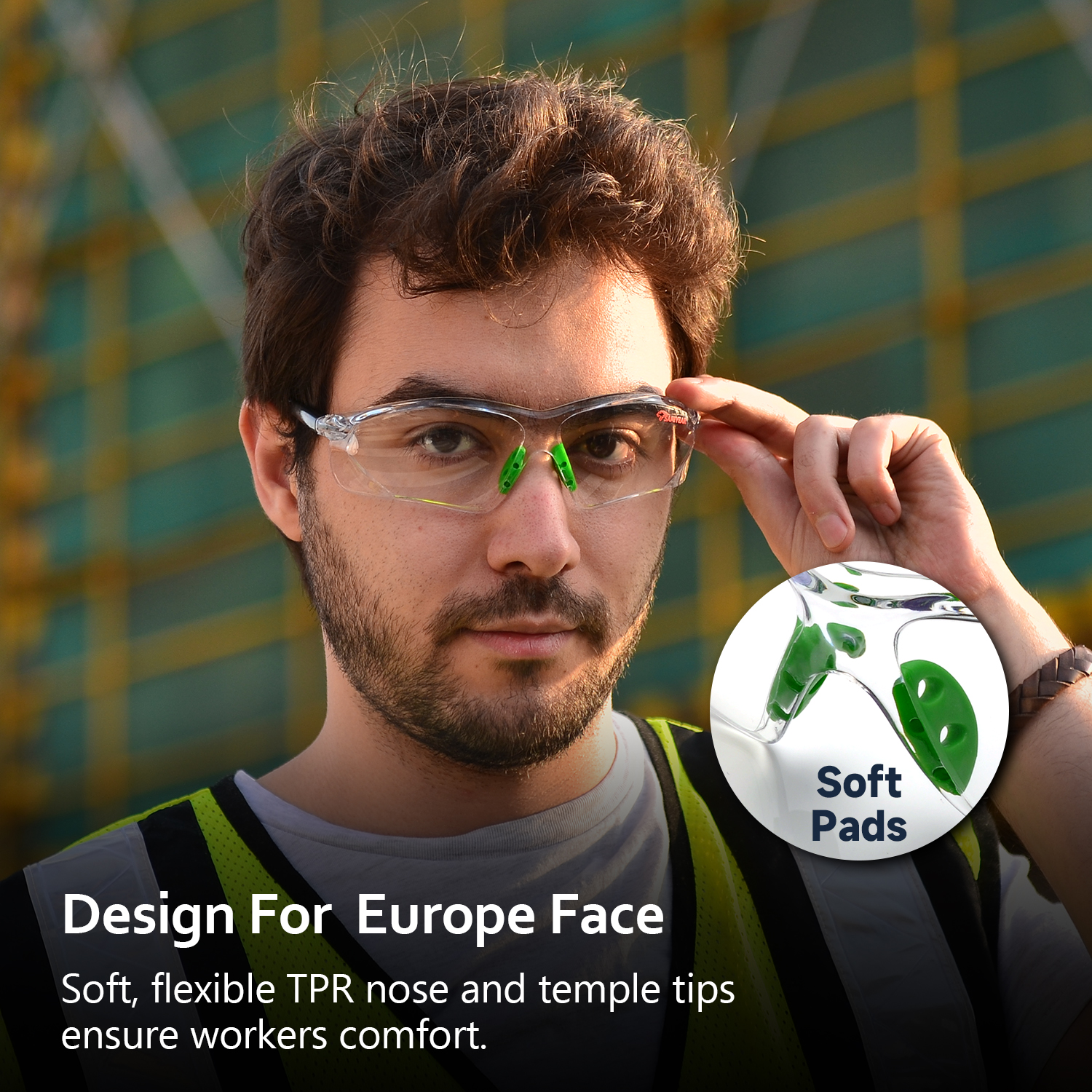 Ready Stock Occhiali protettivi antiappannamento antigraffio ANSI Z87.1 CE EN166 SG003 Verde