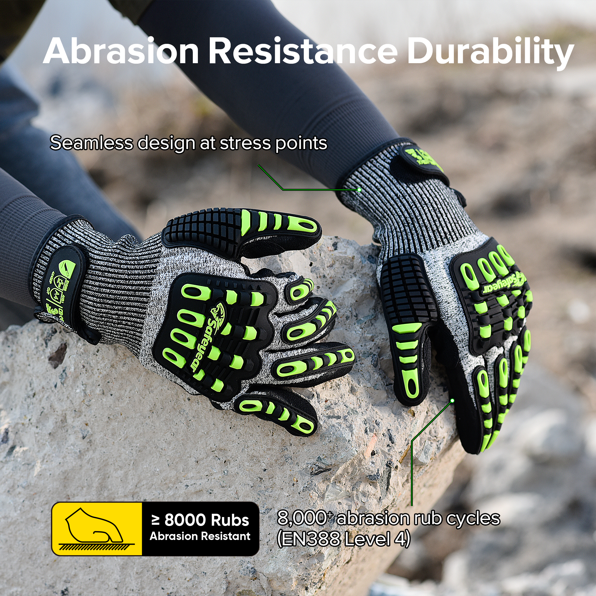 Guanti protettivi da lavoro con livello di taglio in HDPE TPR9004 Verde