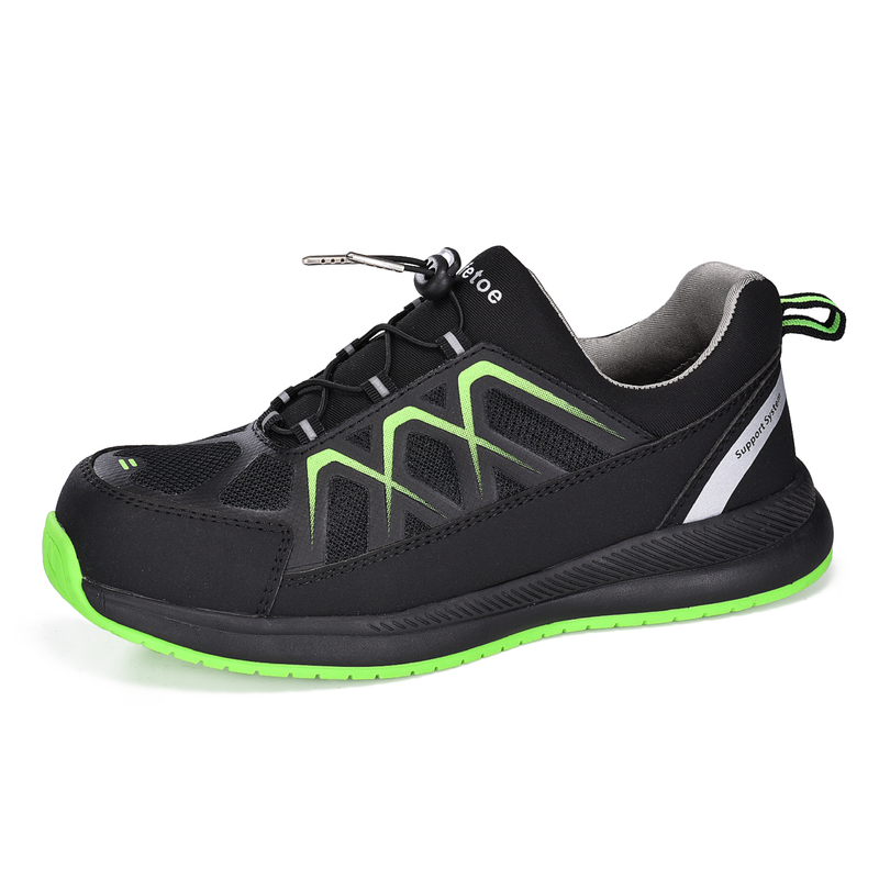 Scarpe da ginnastica di sicurezza slip on per magazzino e logistica L-7539 Verde