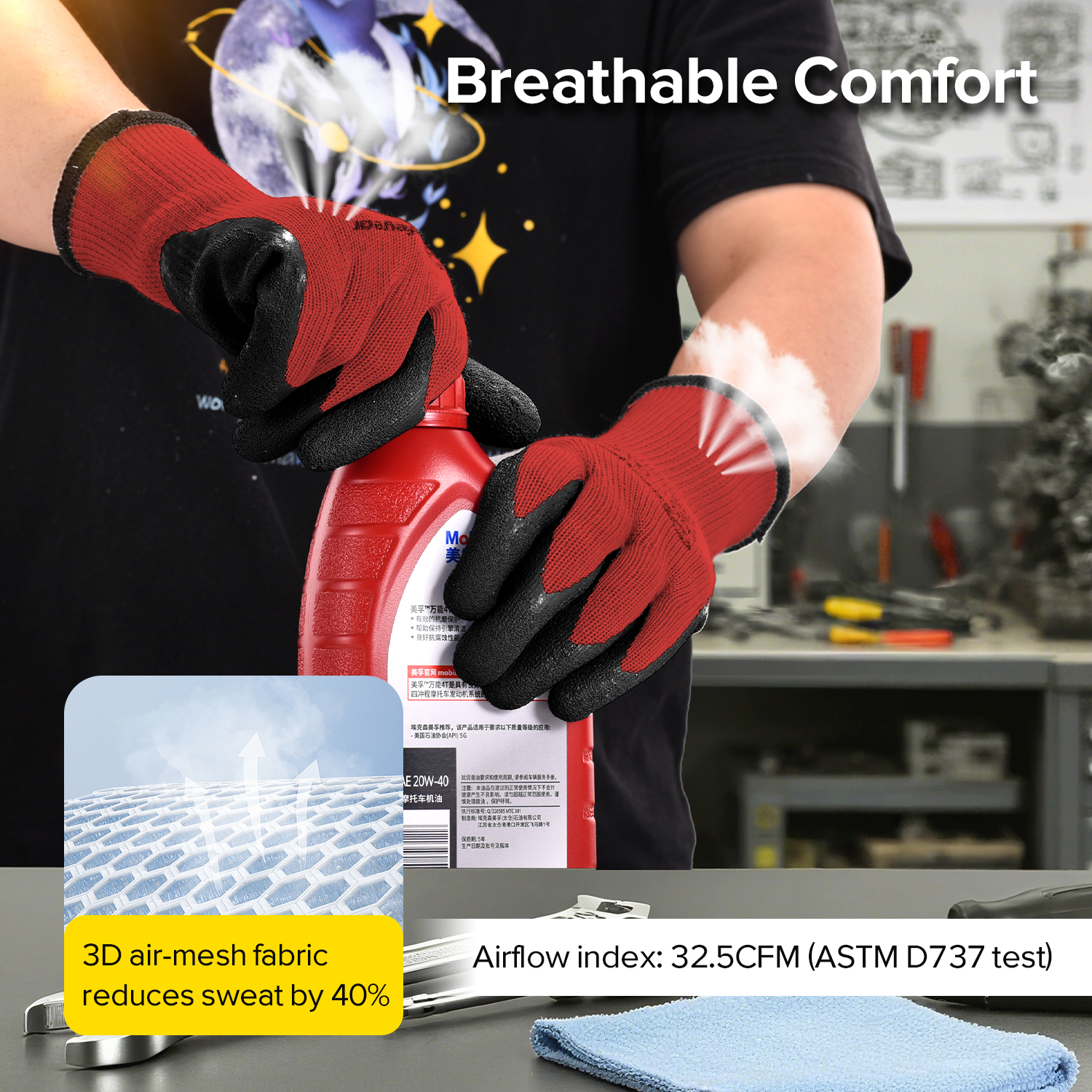 Guanti da lavoro di sicurezza rivestiti in lattice LY-3013 Rossi