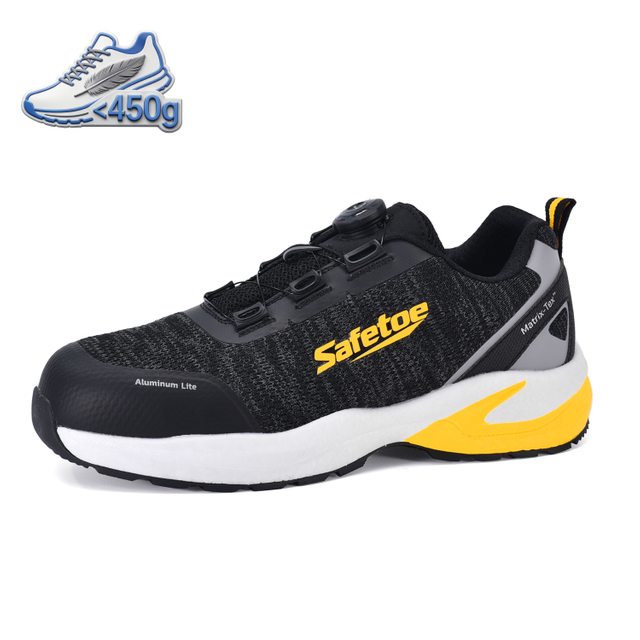 Scarpe antinfortunistiche da lavoro estive con punta in alluminio antiscivolo per operatori logistici L-7609 Giallo