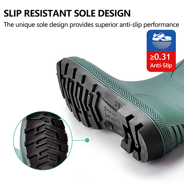 Stivali da pioggia di gomma in PVC W-6036 Green