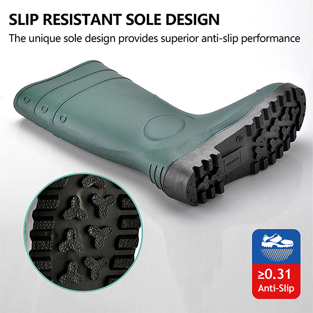 Stivali di sicurezza in PVC impermeabili W-6037 Green