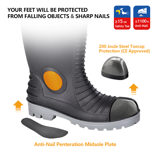 Stivali in PVC in acciaio S5 Waterproof W-6055 Aqua Guarder