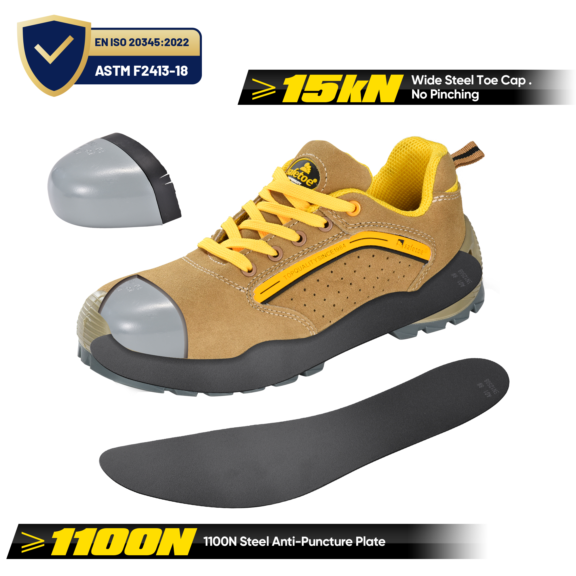 Scarpe per la sicurezza in pelle estate scarpe da sicurezza traspirante L-7296