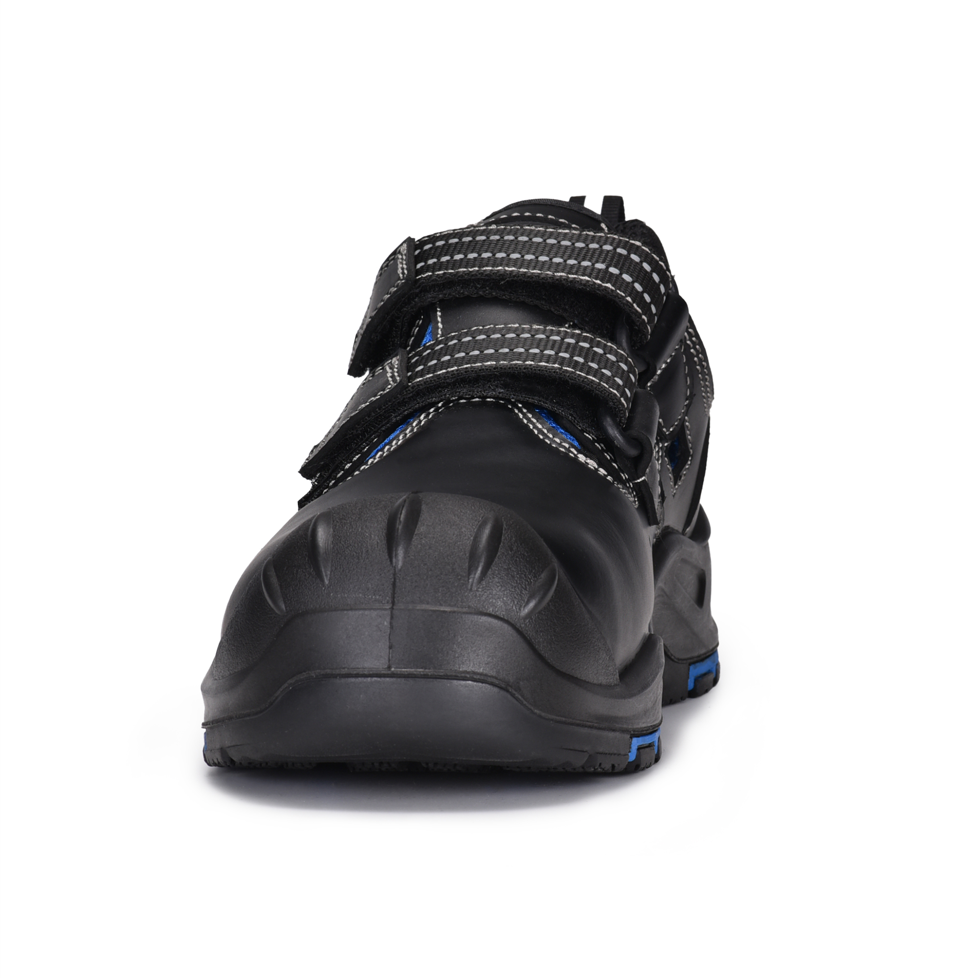 Sandali scarpe da lavoro in velcro design L-7585 blu / metallo