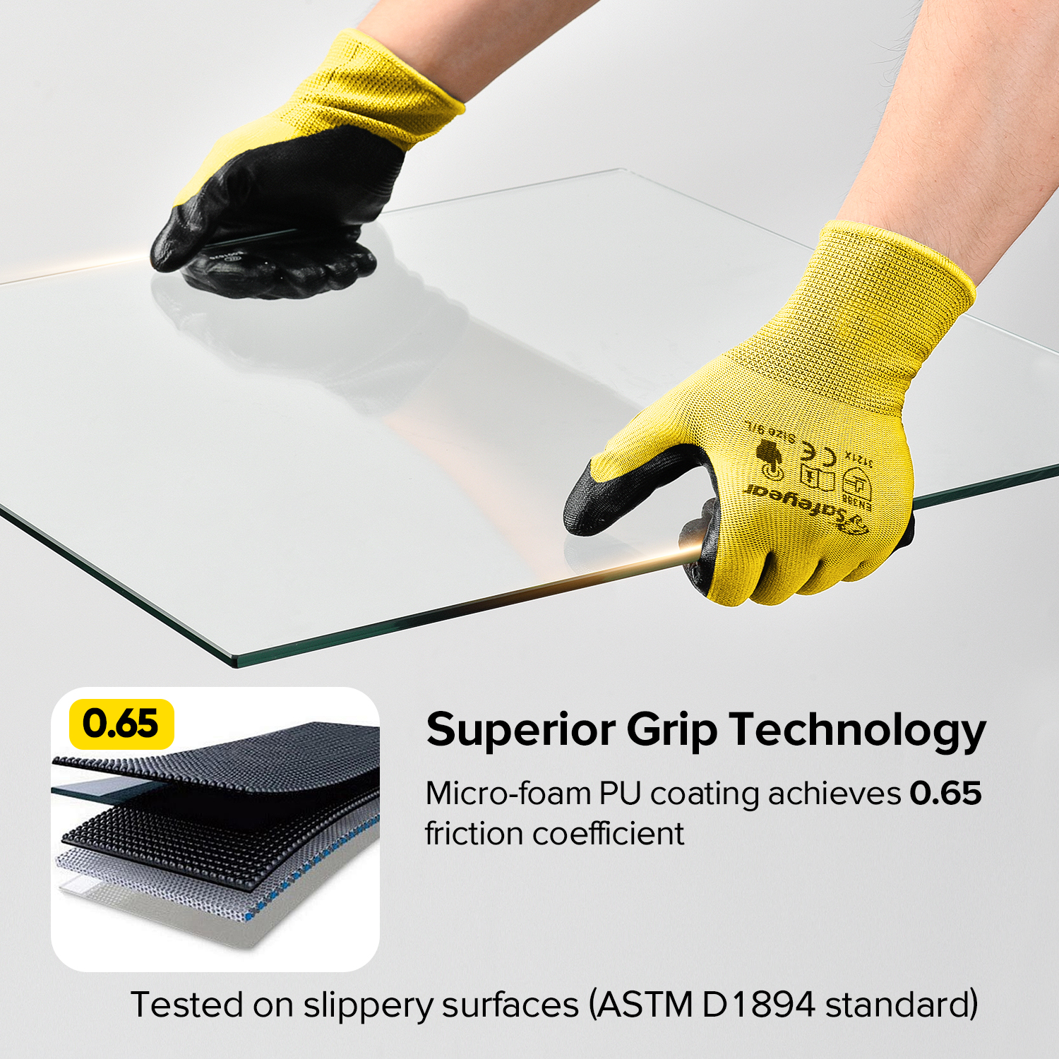 Guanti da lavoro di sicurezza rivestiti in nitrile N1552 Giallo