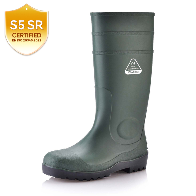 Stivali Wellington di sicurezza S5 - Stivali impermeabili in PVC W-6037 Verde AquaPioneer