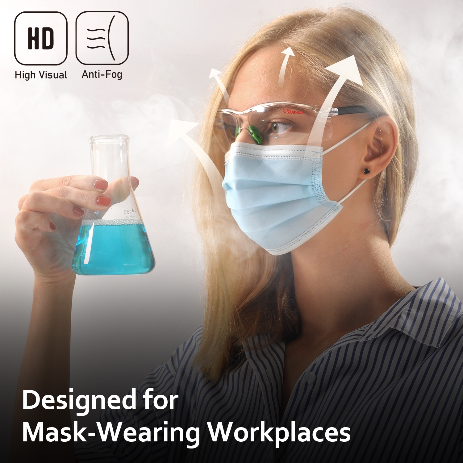 Ready Stock Occhiali protettivi antiappannamento antigraffio ANSI Z87.1 CE EN166 SG003 Verde