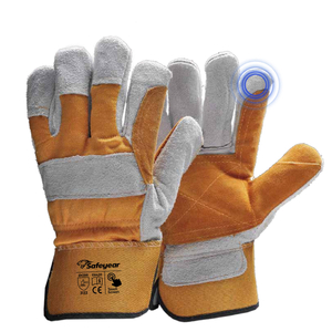 Guanti da lavoro in pelle Guanti in pelle rinforzata Guanti da impatto in pelle Taglio 5 FL-1015 Giallo