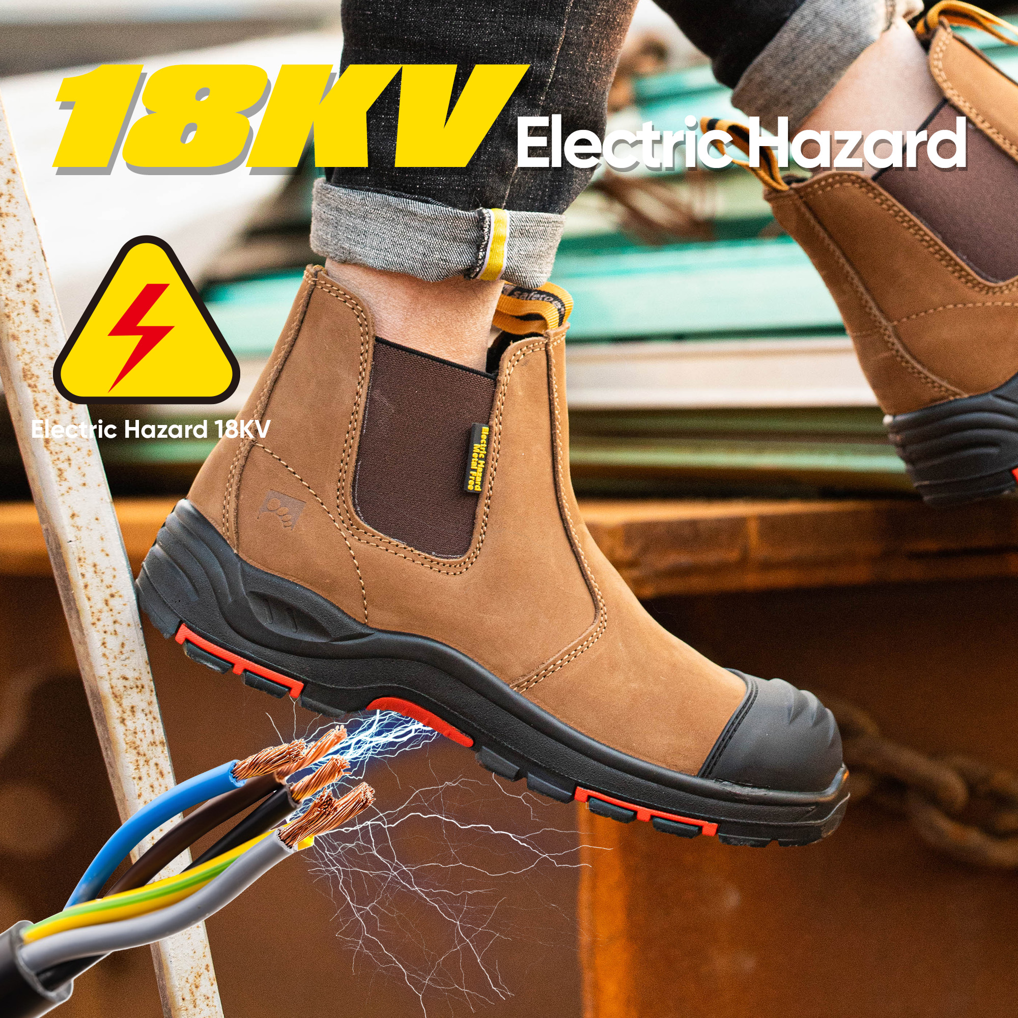 Stivali di sicurezza sul lavoro con isolamento elettrico antiscivolo approvati ASTM M-8025NB InstaGuard Chelsea