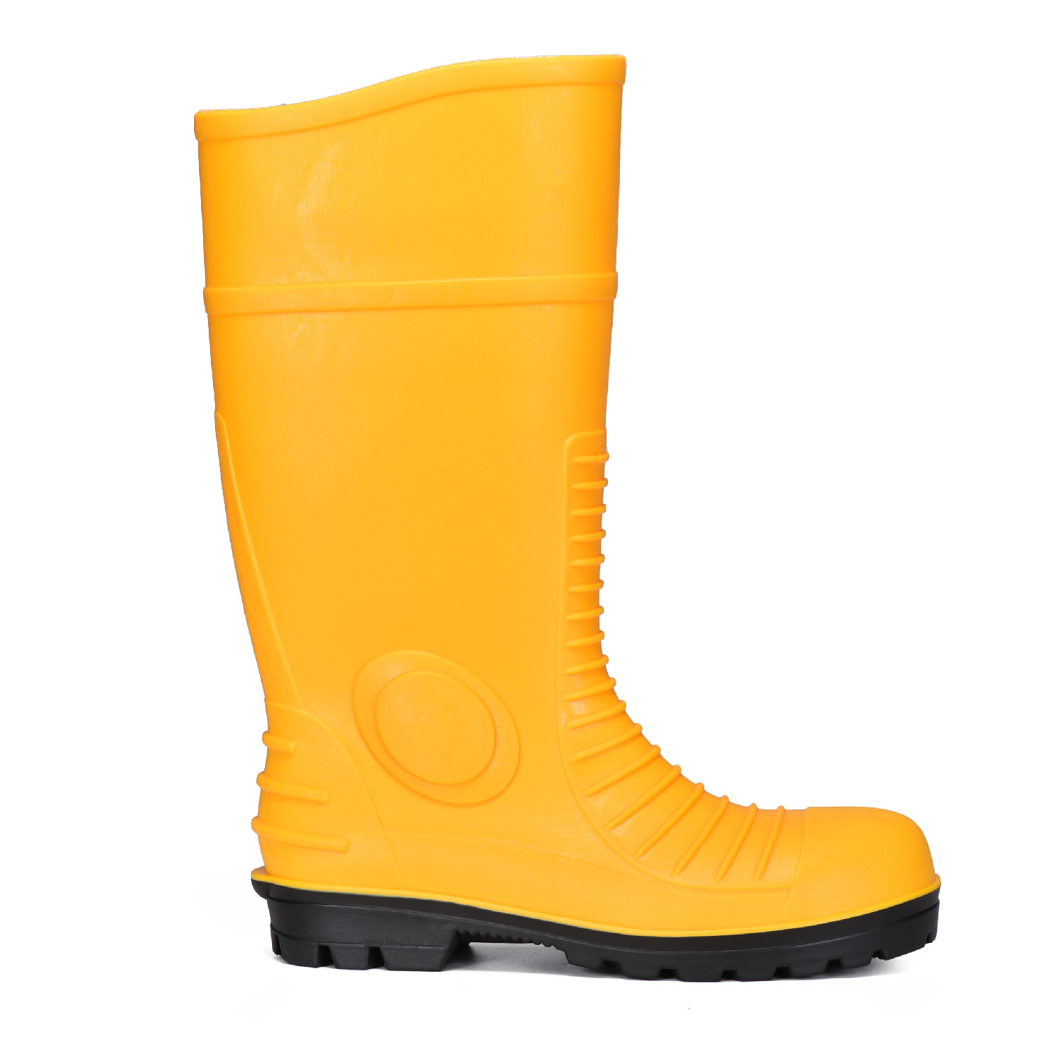 Stivali da pioggia di sicurezza in PVC giallo da miniera con punta in acciaio W-6055 Giallo