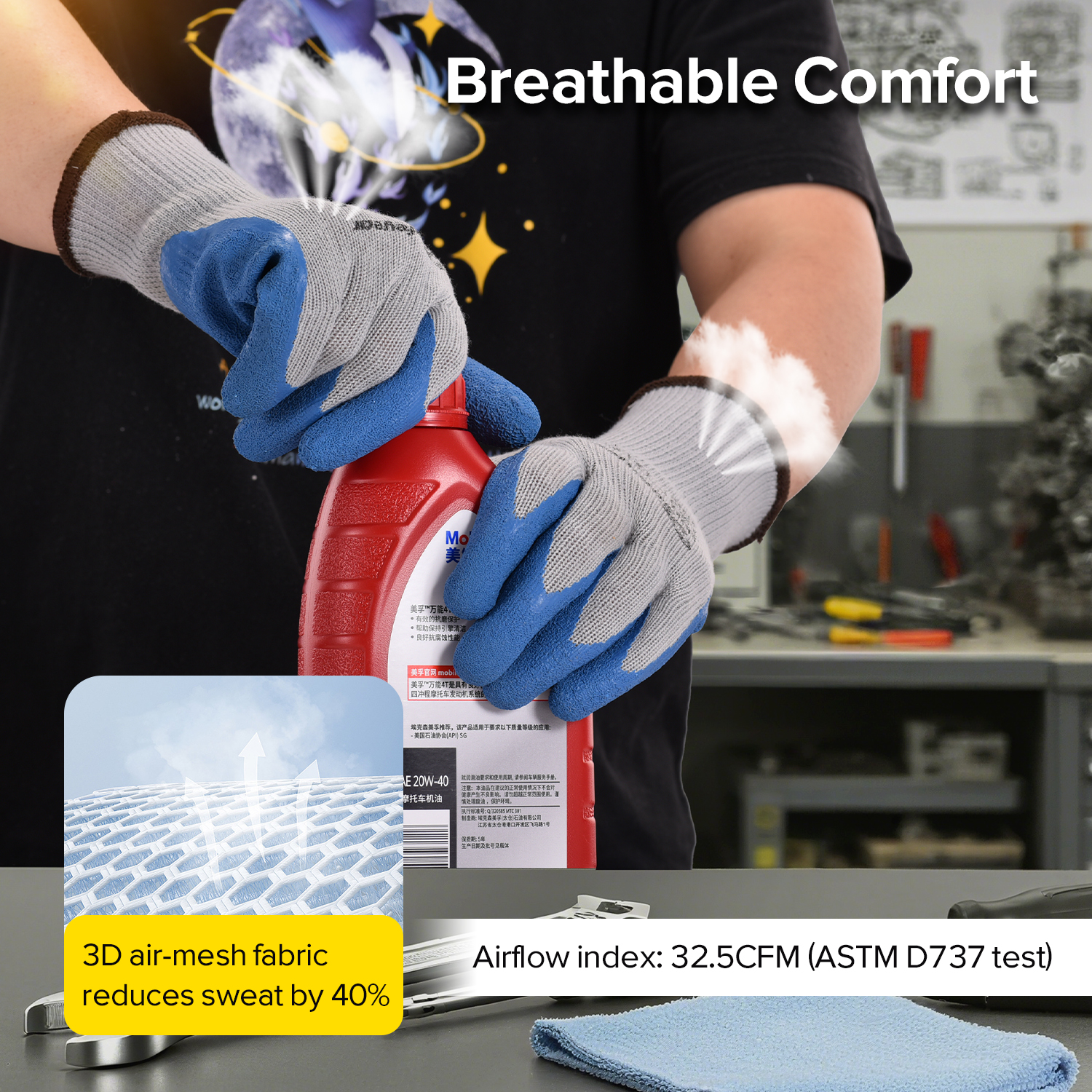 Guanti da lavoro di sicurezza rivestiti in lattice LY-3013 Blu