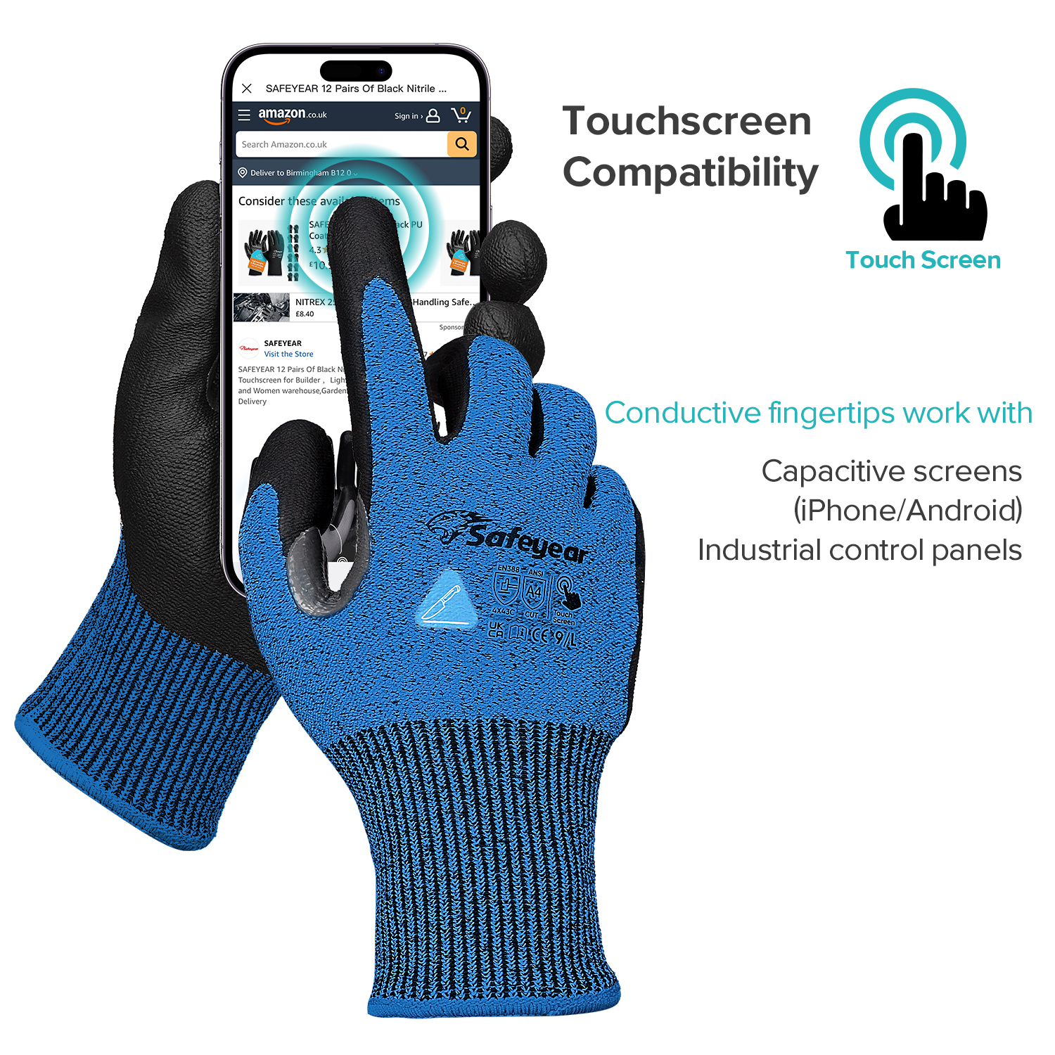 Guanti da lavoro edili Guanti da lavoro di sicurezza resistenti al taglio PD8045 Blu