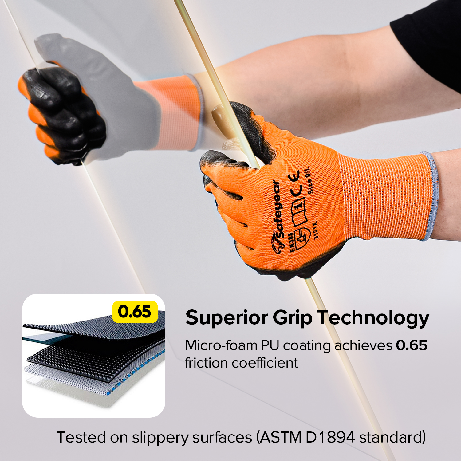 Guanti da lavoro pesante ricoperto di PU PN8003 Orange