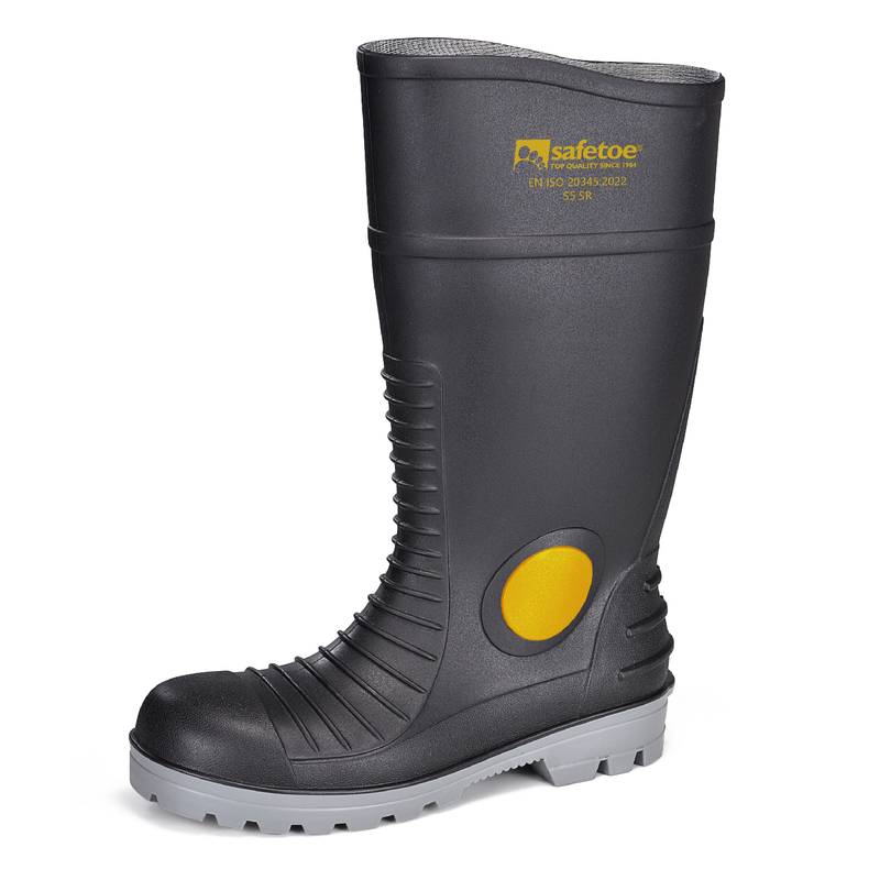 Stivali da pioggia di sicurezza impermeabili in PVC con punta in acciaio e piastra in acciaio W-6055