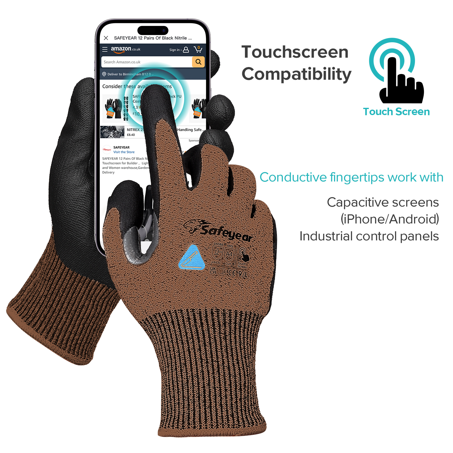 Guanti da lavoro edili Guanti da lavoro di sicurezza resistenti al taglio PD8045 Marrone