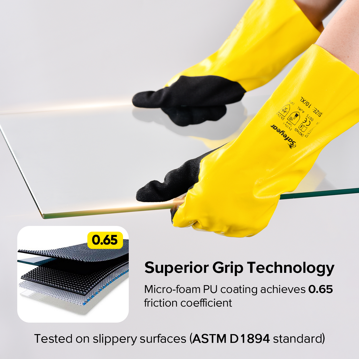 Guanti da lavoro resistenti agli agenti chimici e agli oli NSL1868 Giallo